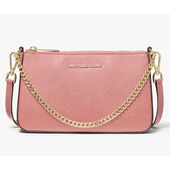 Michael Kors Jet Set Travel Medium Pouchette Crossbody Bag in Primrose - Picture 1 of 9
